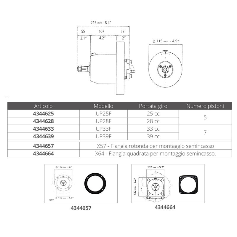 POMPA UP28F MONTAGGIO FRONTALE