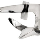 Ancora con piastra di blocco e chiusura per prue basse tipo gommoni o prue rovesce.