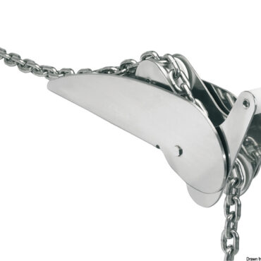 In acciaio inox 304 lucidato. Pulegge in nylon. Universali per DELTA / BRUCE / TREFOIL / CQR / SOC.