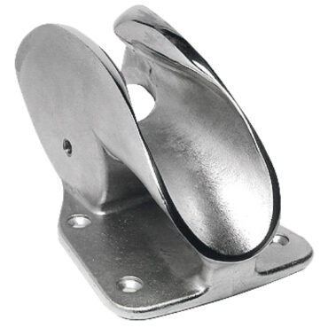 Estremamente funzionale e robusto, realizzato in acciaio inox AISI 316 con puleggia in nylon per cavi fino a 14 mm e per catene fino a 6/8 mm. Modello di nostra produzione.