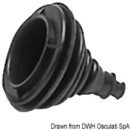 Tramite una apposita flangia incorporata, si monta a pressione sulla paratia del pozzetto, senza ghiere o viti. Terminale predisposto per essere tagliato.