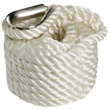 In poliestere alta tenacità, con redancia inox e impiombatura fatta a mano.