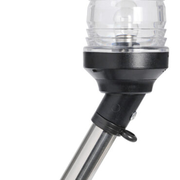 Per imbarcazioni < 20 m. E' provvista di una speciale basetta in acciaio inox AISI 316 con contatti a scatto. Inserendo l’asta nella basetta, si attiva automaticamente il contatto.