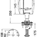 Tutti in acciaio inox e ottone cromato. Tenuta stagna, snodo a sfera in nylon orientabile in tutte le direzioni, frizionabile, maniglia di comando molto piccola e comoda. Forniti di bulbi stagni “G.E.”