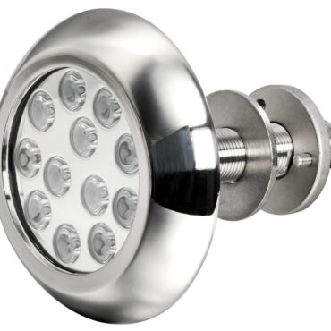 Fabbricata in acciaio inox AISI 316 lucidato a specchio, è dotato di 6 LED alta potenza e di sistema parabolico per aumentare la luminosità.Può funzionare solo immerso in acqua.