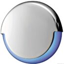 Corpo in plastica bianca, frontale in acciaio inox lucidato a specchio. Montaggio a scatto.