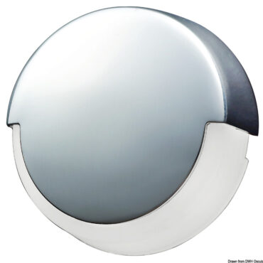 Corpo in plastica bianca, frontale in acciaio inox lucidato a specchio. Montaggio tramite vite.