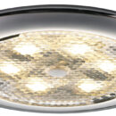 Corpo in acciaio inox. Fissaggio tramite viti nascoste dal frontalino. Completa di 2 lenti frontali di diversa trasparenza.