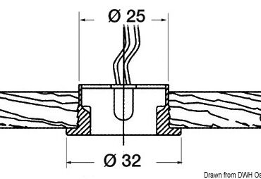 Corpo in ottone cromato, diffusore in tecnopolimero trasparente. Adatto per il montaggio anche su superfici infiammabili. Fissaggio tramite ghiera filettata.