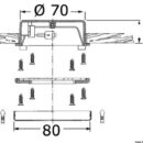 Corpo in tecnopolimero, ghiera in acciaio inox. Fissaggio tramite viti nascoste dal frontalino.Lente in vetro temperato e satinato.Lampadina non inclusa.