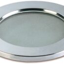 Corpo in tecnopolimero, ghiera in acciaio inox. Lente in vetro temperato e satinato. Parabola interna in alluminio metallizzato. Fissaggio tramite viti nascoste dal frontalino.Lampadina non inclusa.