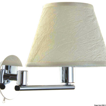 Corpo in ottone, paralume autoestinguente in seta avorio.Lampadina non inclusa. Portalampada E14.