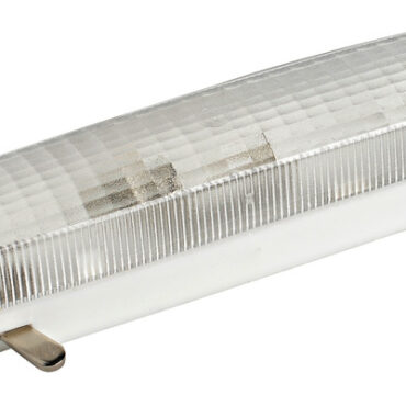 Plafoniera in policarbonato bianco originale Cobo. Completa di interruttore. Lampadine tipo a siluro non incluse.