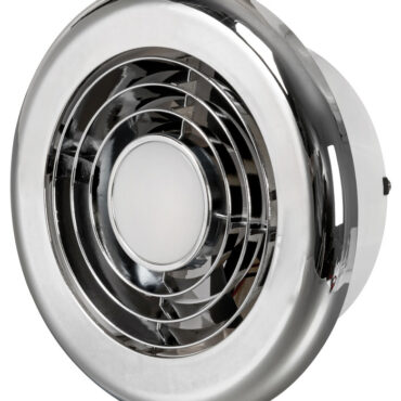 Aspiratore compatto con luce LED incorporata, ideale per bagni e cucine.Aspirazione e luce possono essere accesi indipendentemente.Completi di doppia ghiera di finitura in ABS bianco o cromato.