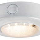 Corpo in ABS, lente opalina con switch. grado di protezione IP21.