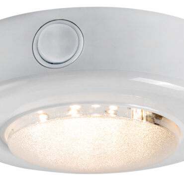 Corpo in ABS, lente opalina con switch. grado di protezione IP21.