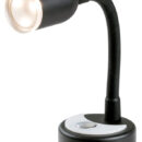 Completo di presa USB-C, 2 A.Interruttore touch ON-OFF con luce blu notturna e dimmer per regolare l'intensità luminosa.Materiale: alluminio nero.