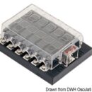 Fabbricata in policarbonato, con contatti in rame stagnato. Coperchio trasparente con etichette utenze. Carico massimo per ogni blocco 150 A. Terminali a vite.