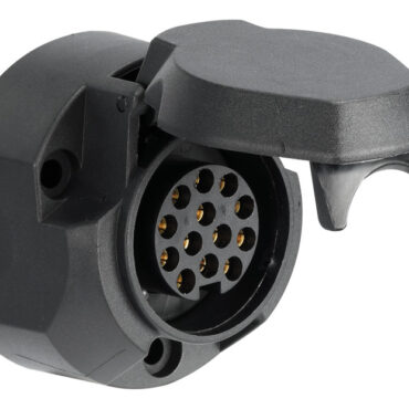 In ABS nero con particolari in ottone cromato.