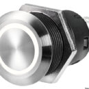 Carcassa in acciaio inox AISI 316 realizzata con CNC. Portata 20 A a 12 V.Impermeabile IP67 (immersione temporanea). Corona luminosa a LED. Durata 20.000 cicli.Cavi collegati schema "A" : corona led sempre accesa.Cavi collegati schema "B" : corona led accesa solo in "ON".