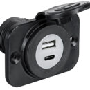 Fabbricate in nylon con cappuccio di protezione per renderle impermeabili. Ingresso 12/24 V. Uscita USB 5V.