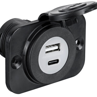 Fabbricate in nylon con cappuccio di protezione per renderle impermeabili. Ingresso 12/24 V. Uscita USB 5V.