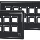 Sistema formato da:- Pannello di comando a membrana ultra piatto con retroilluminazione interruttori touch + spia-LED su ogni funzione attiva. IP67.In dotazione 60 sticker con vari simboli da applicare agli interruttori.Possibilità di riprogrammare ogni interruttore passando da ON-OFF a (ON)-OFF.- Cavo di collegamento Micro-USB standard, lunghezza 1 m tra pannello e Control Box. Può essere sostituito con qualsiasi cavo Micro-USB.- Control Box con fusibili da 10 A autoresettabili.