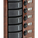 Composti da interruttori modello 14.196.01, completi di LED che si illumina a funzione attivata, e di fusibili automatici termici riarmabili.IP65. Scheda elettronica PCB che illumina le scritte con le varie funzioni.