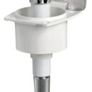 Doccia in ottone cromato, vano di alloggiamento bianco in ASA UV resistente.