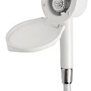 Doccia in ottone cromato, vano di allaggiamento bianco in ASA UV resistente. Sporgenza interna 45 mm.