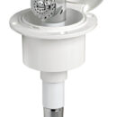 Doccia in ottone cromato, vano di alloggiamento bianco in ASA UV resistente.