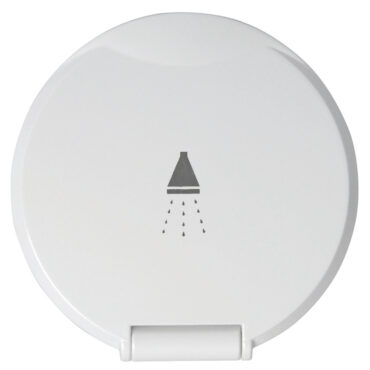 Doccia in ottone cromato, vano di alloggiamento bianco in ASA UV resistente.