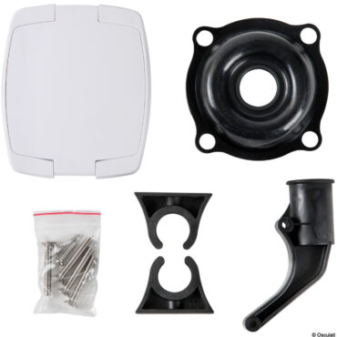 Completa di botolina di chiusura e raccordi per tubi orientabili sul retro.