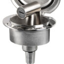 Vano doccia in acciaio inox AISI 316 con sportello autoreggente. Dotato di doccia Tiger in acciaio inox e boccola interna in gomma antivibrante.