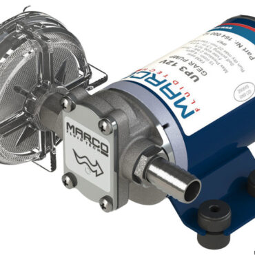 Completa di filtro d’aspirazione in linea. Corpo in ottone, albero in acciaio inox. Bocche con raccordi in ottone per tubo Ø 14 mm interno. Può girare a secco senza rovinarsi.