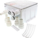 Completo di vaschetta/filtro raccolta acque grigie. Pompa ad azionamento automatico a vaschetta piena.