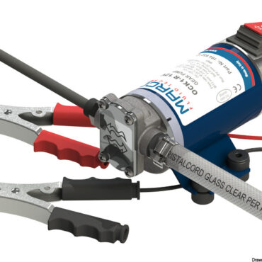 Kit composto da:a) pompa per riempimento/svuotamento con interruttore ON-OFF reversibile;b) tubetti aspirazione;c) pinze collegamento batteria.