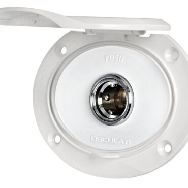 Si collega alla rete idrica di bordo (acqua dolce) o alla pompa Washdown (acqua salata) e mantiene in pressione la linea. Il tubo di lavaggio si innesta a scatto nella presa e fa automaticamente partire la pompa. Box in ASA resistente agli UV con inserto in acciaio inox AISI 316, meccanismo in ottone cromato.