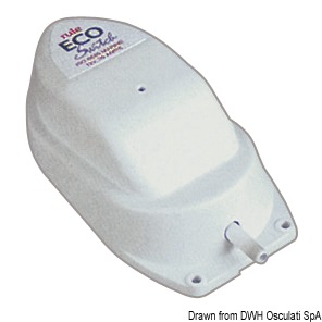 Modello ecologico privo di mercurio, ha tutti i componenti elettrici lontani dall’acqua. Man mano il livello dell’acqua sale, l’aria nella campana viene spinta in alto azionando l’interruttore a membrana alloggiato separatamente e unito alla campana da un tubetto.