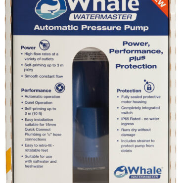 Evoluzione della Universal, la Watermaster a 4 valvole con pressostato automatico è ancora più silenziosa e assicura un flusso potente, adatto per impianti fino a 4 utenze. La carcassa esterna integrale garantisce protezione IP65. Autoadescante fino a 3 metri, può funzionare senza problemi anche a secco o con acqua salata. È dotata di un terzo filo che può essere collegato ad una spia che ne indica il funzionamento. Fornita con filtro aspirazione.