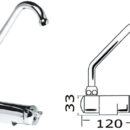 In ottone cromato. Può essere montato all'interno del lavello al fine di avere il piano completamente liscio.