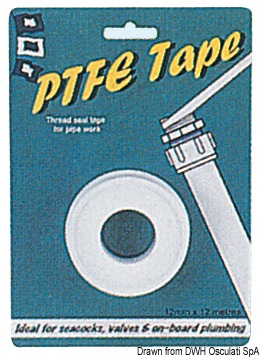 Nastro "P.T.F.E.” (Teflon) impermeabile, atossico per tenuta sui filetti diraccordi idraulici.