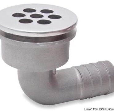 In acciaio inox AISI 316. La parte superiore è avvitata e questo permette di montarlo su vari spessori.