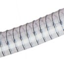 In PVC trasparente con spirale in acciaio. Molto morbido, accetta, senza schiacciarsi, curve pari ad una volta il diametro esterno. Ideale per prese e scarichi a mare. Tubo alimentare a norma CE. Temperatura di impiego -10°C +60°C.