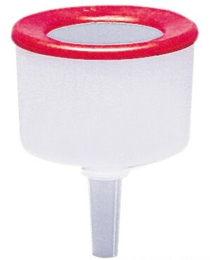 In PVC bianco/rosso. Galleggiante. Con filtro sottile e bordata antispruzzo. Entra in tutti i serbatoi.