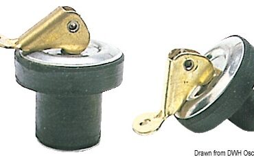 Per scaricare l’acqua da pozzetti, casse del pesce, casse delle esche. Pressione regolabile a rotazione. Camme in ottone, rondelle in acciaio inox, corpo in neoprene.