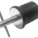 In acciaio inox con gommino in neoprene. Adattabile a tutte le boccole. Bloccaggio tramite rotazione del traversino. Preferibile ai modelli con eccentrico (18.539.00/535.00 e 18.533.00), quando si operi in spazi limitati o dove si desideri una chiusura meno rapida, ma più sicura. Ø 22 mm.