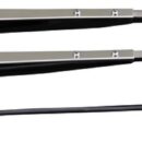 Bracci e spazzole in acciaio inox lucido con dispositivo lavaggio vetri. Attacco DIN.