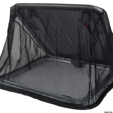 Telo anti-zanzare da montare all'esterno del passauomo.Fissaggio istantaneo tramite nastro appesantito alla base.