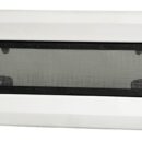 Carcassa in nylon con ghiera esterna di finitura e zanzariera. Fermi regolabili. Vetro acrilico fumè.Fissaggio con viti invisibili. Spessore murata 6-35 mm.Omologato CE.